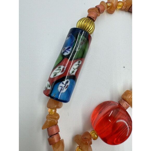 Artisan Natural Stone Amber Copal Uranium Vaseline Glass Long Beaded Necklace - Picture 6 of 13